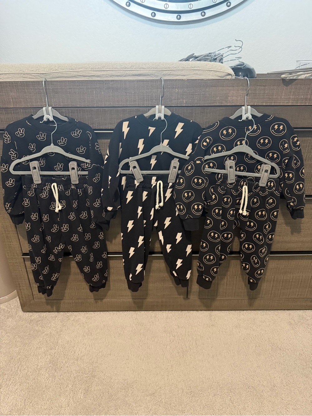 Worn Wild Boutique - Black Toddler Two-Piece Set with Tan Prints - 3 Styles